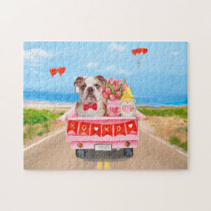Engelse Bulldog Valentijnsdag Vrachtauto Hartjes Legpuzzel