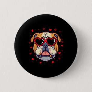 Engelse Bulldog Valentijnshart Schattige Hondenlie Ronde Button 5,7 Cm