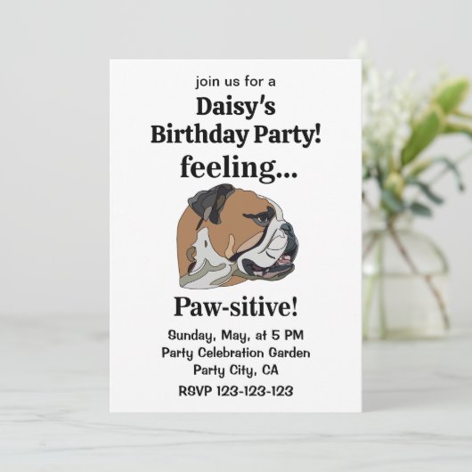 Engelse Bulldog voelt zich passief verjaardagsfees Kaart (Staand voorkant)