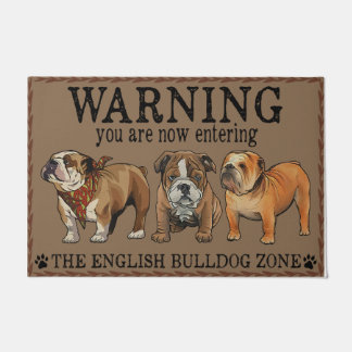 Engelse bulldog Warning Rug, Humor Quottes Deurmat