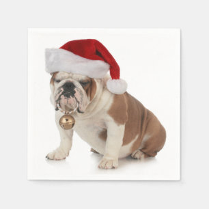 Engelse Bulldog Wearing Santa Hat Servetten