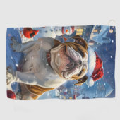 Engelse Bulldog Winter Wonderland Christmas Joy Golfhanddoek (Horizontaal)