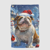 Engelse Bulldog Winter Wonderland Christmas Joy Golfhanddoek (Voorkant)