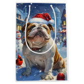 Engelse Bulldog Winter Wonderland Christmas Joy Medium Cadeauzakje (Voorkant)