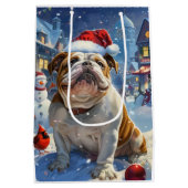 Engelse Bulldog Winter Wonderland Christmas Joy Medium Cadeauzakje (Achterkant)