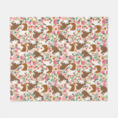 Engelse Bulldogs florale hond patroon Fleece Deken (Voorkant (Horizontaal))