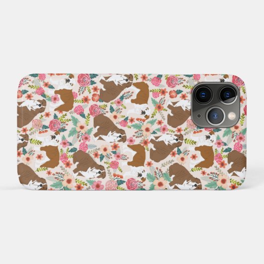 Engelse Bulldogs  floreel patroon Case-Mate iPhone Case (Achterkant (horizontaal))