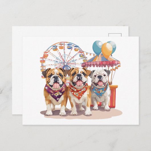 Engelse Bulldogs Op Een Kermis Briefkaart (Voorkant / Achterkant)