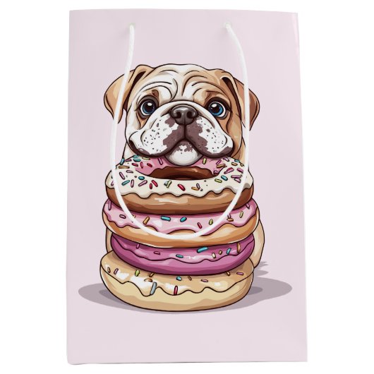 Engelse Bulldogs Sprinkled Donuts Medium Cadeauzakje (Voorkant)