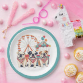 Engelse Bulldogs tijdens een carnaval Papieren Bordje (Feest)