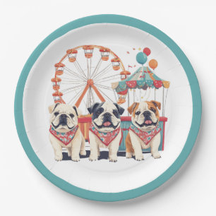 Engelse Bulldogs tijdens een carnaval Papieren Bordje