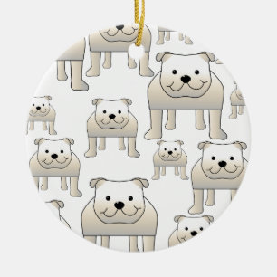 Engelse Bulldogs, White. Honden Patroon. Keramisch Ornament