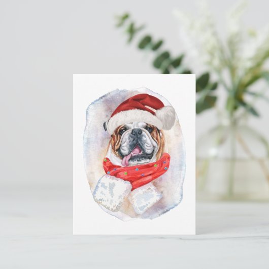 Engelse bulledog kerstcadeaus voor honden feestdagenkaart (Staand voorkant)