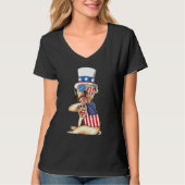 Engelse bulledog Merica 4 juli American Sungla T-shirt (Voorkant)