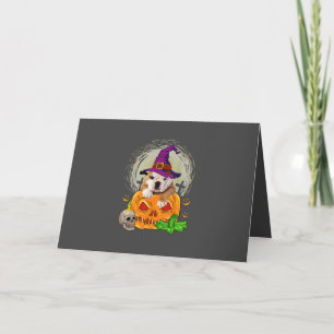 Engelse bulledog Witch Pumpkin Halloween Dog Feestdagen Kaart