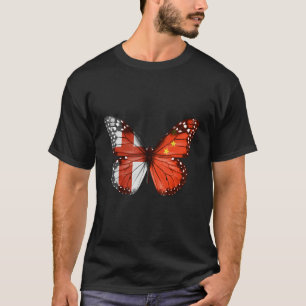 Engelse Chinese Vlag Vlinder T-shirt