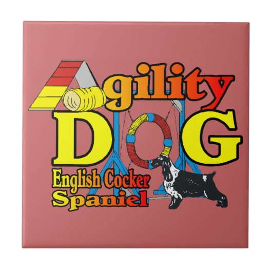 Engelse Cocker Spaniel Agility Tegeltje (Voorkant)