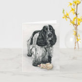 Engelse Cocker Spaniel Dog Art Note Kaart (Gele Bloem)