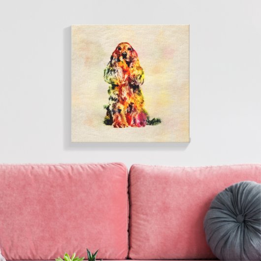 Engelse Cocker Spaniel Dog Digital Art Canvas Afdruk (Insitu (Woonkamer))