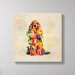 Engelse Cocker Spaniel Dog Digital Art Canvas Afdruk