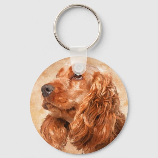 Engelse Cocker Spaniel Dog Digital Art Sleutelhanger (Voorkant)
