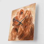 Engelse Cocker Spaniel Dog Digital Art Vierkante Klok (Hoek)