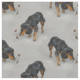 Engelse Cocker Spaniel en vlinders kunst. Stof