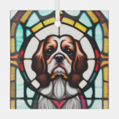 Engelse Cocker Spaniel "Glas in lood" Glas Ornament (Voorkant)