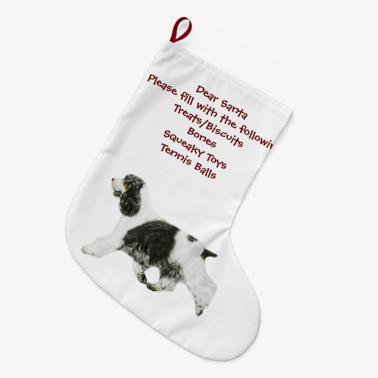 Engelse Cocker Spaniel Grote Kerstsok (Voorkant (Hangend))