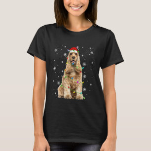 Engelse Cocker Spaniel Hond Kerstverlichting Grapp T-shirt