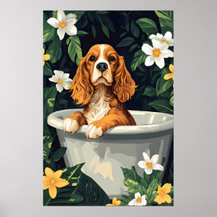 Engelse Cocker Spaniel in badkuip poster, Grappig Poster