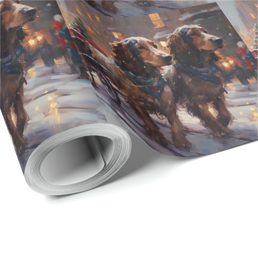 Engelse Cocker Spaniel Kerst Feestelijke Periode Cadeaupapier (Rol Hoek)
