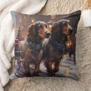Engelse Cocker Spaniel Kerst Feestelijke Periode Kussen