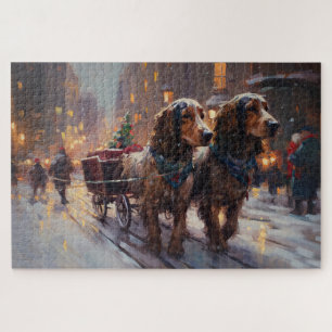 Engelse Cocker Spaniel Kerst Feestelijke Periode Legpuzzel