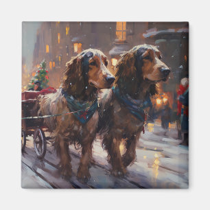Engelse Cocker Spaniel Kerst Feestelijke Periode Magneet