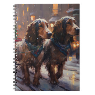 Engelse Cocker Spaniel Kerst Feestelijke Periode Notitieboek