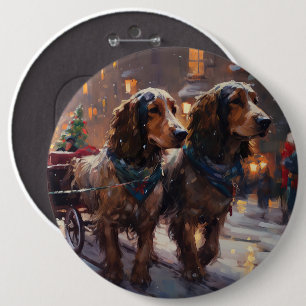 Engelse Cocker Spaniel Kerst Feestelijke Periode Ronde Button 6,0 Cm