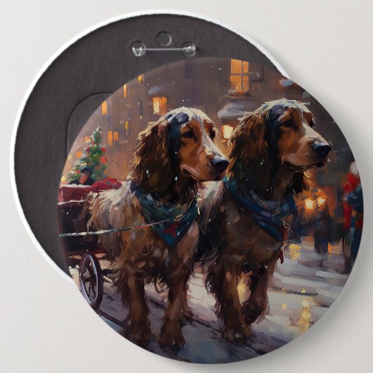 Engelse Cocker Spaniel Kerst Feestelijke Periode Ronde Button 6,0 Cm (Voorkant /achterkant)