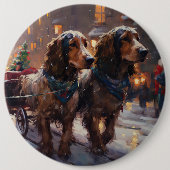 Engelse Cocker Spaniel Kerst Feestelijke Periode Ronde Button 6,0 Cm (Voorkant)