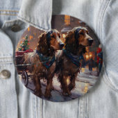 Engelse Cocker Spaniel Kerst Feestelijke Periode Ronde Button 6,0 Cm (In situ)