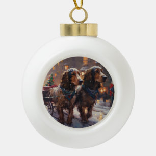 Engelse Cocker Spaniel Kerst Seizoen Keramische Bal Ornament