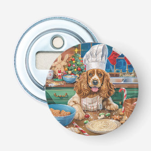 Engelse Cocker Spaniel Kerstbakken: Kerstmis Button Flesopener
