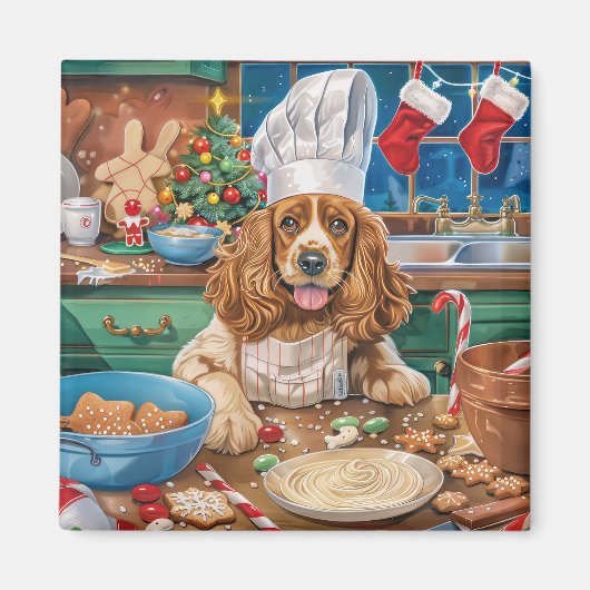 Engelse Cocker Spaniel Kerstbakken: Kerstmis Magneet (Voorkant)