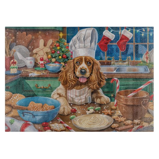 Engelse Cocker Spaniel Kerstbakken: Kerstmis Snijplank (Voorkant)