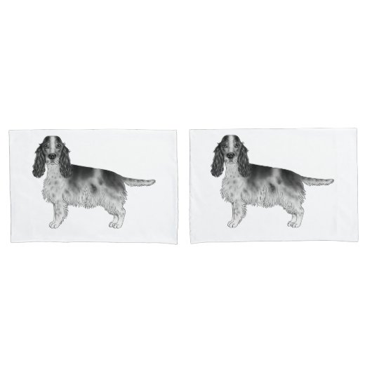 Engelse Cocker Spaniel Ontwerp in Zwart en Wit Kussensloop (Voorkant-Set)