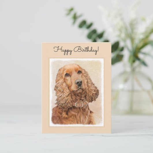 Engelse Cocker Spaniel Paining - Originele Dog Art Briefkaart (Staand voorkant)