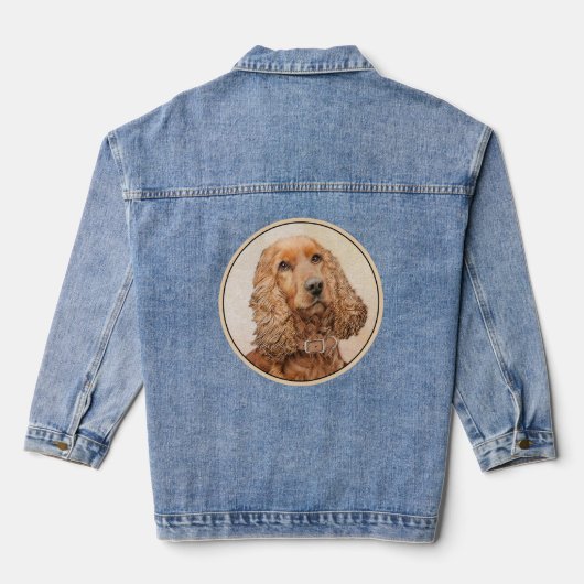 Engelse Cocker Spaniel Paining - Originele Dog Art Denim Jacket (Achterkant)