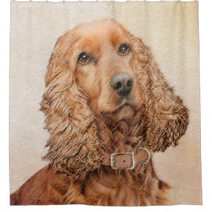 Engelse Cocker Spaniel Paining - Originele Dog Art Douchegordijn