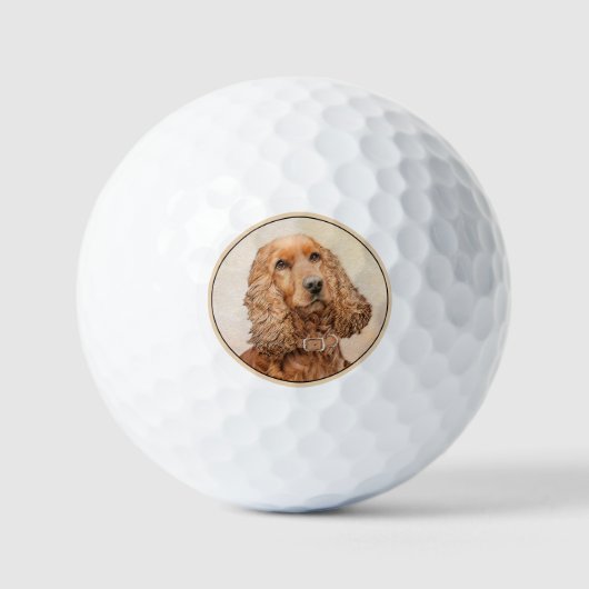 Engelse Cocker Spaniel Paining - Originele Dog Art Golfballen (Voorkant)