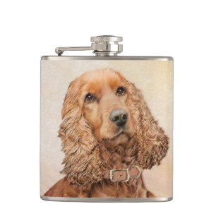 Engelse Cocker Spaniel Paining - Originele Dog Art Heupfles